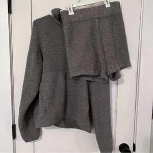 SKIMS Cozy Knit Pullover Sweatshirt and Short Set in SMOKE!